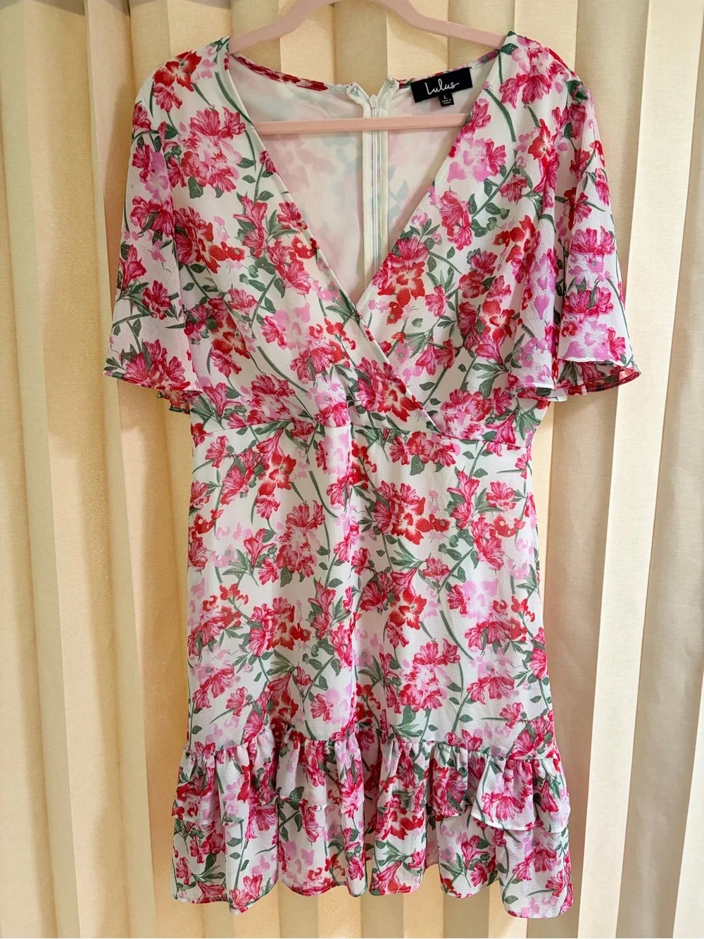 Lulu's Pink Floral Ruffle Mini Dress - Picture 5 of 8